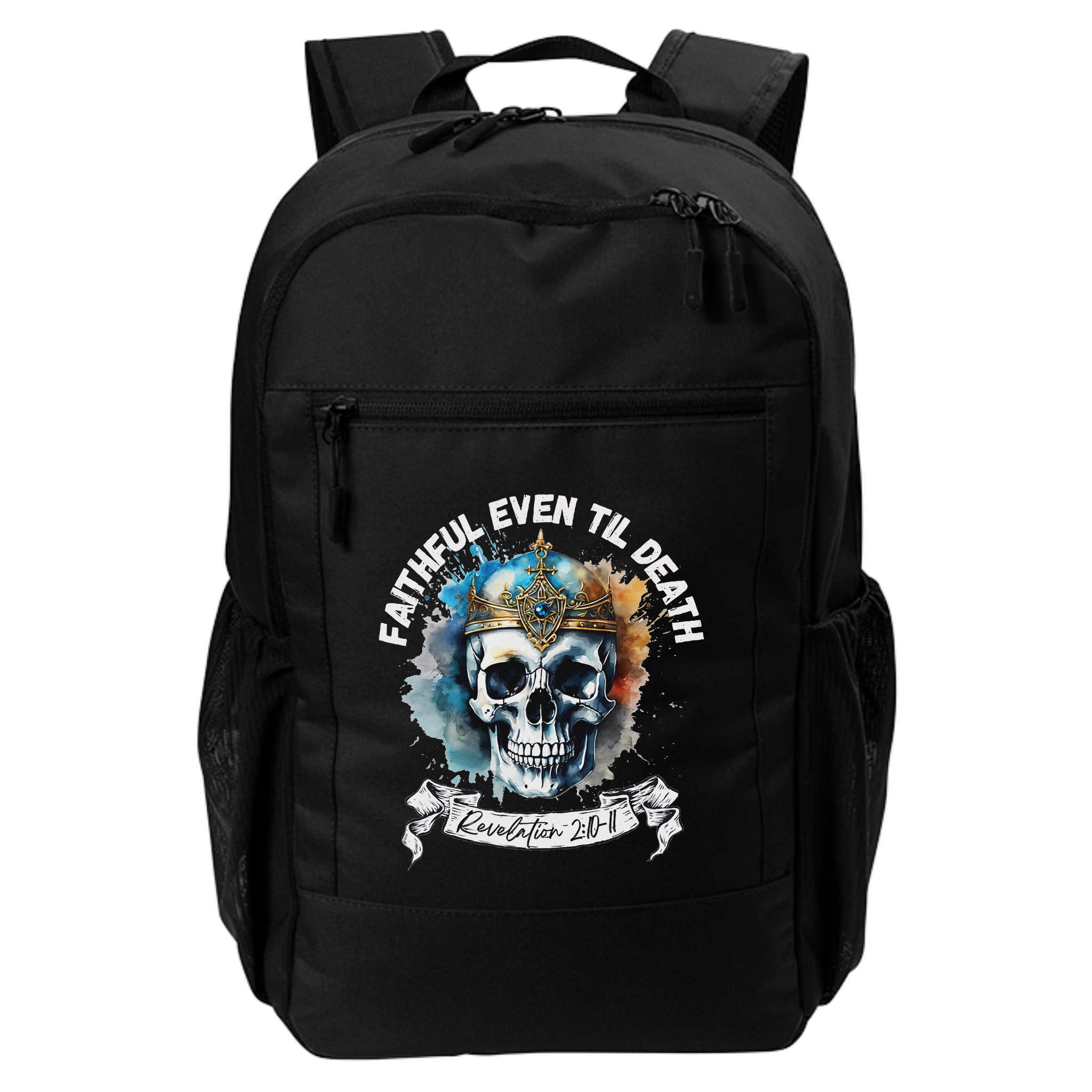 Faithful Even To Death – Revelation 210 11 Skull Backpack