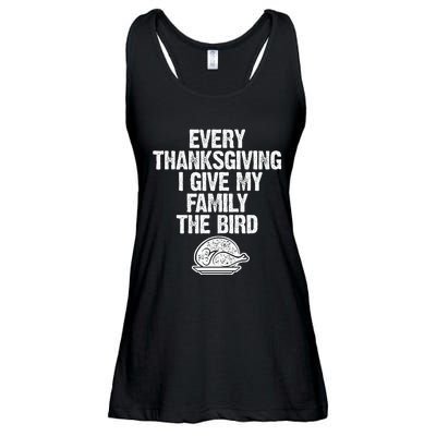 Funny Every Thanksgiving I Give My Family The Bird Adult Ladies Essential Flowy Tank