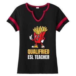 Funny Esl Teacher Pun Gift Ladies Halftime Notch Neck Tee