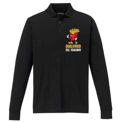 Funny Esl Teacher Pun Gift Performance Long Sleeve Polo