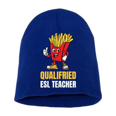 Funny Esl Teacher Pun Gift Short Acrylic Beanie