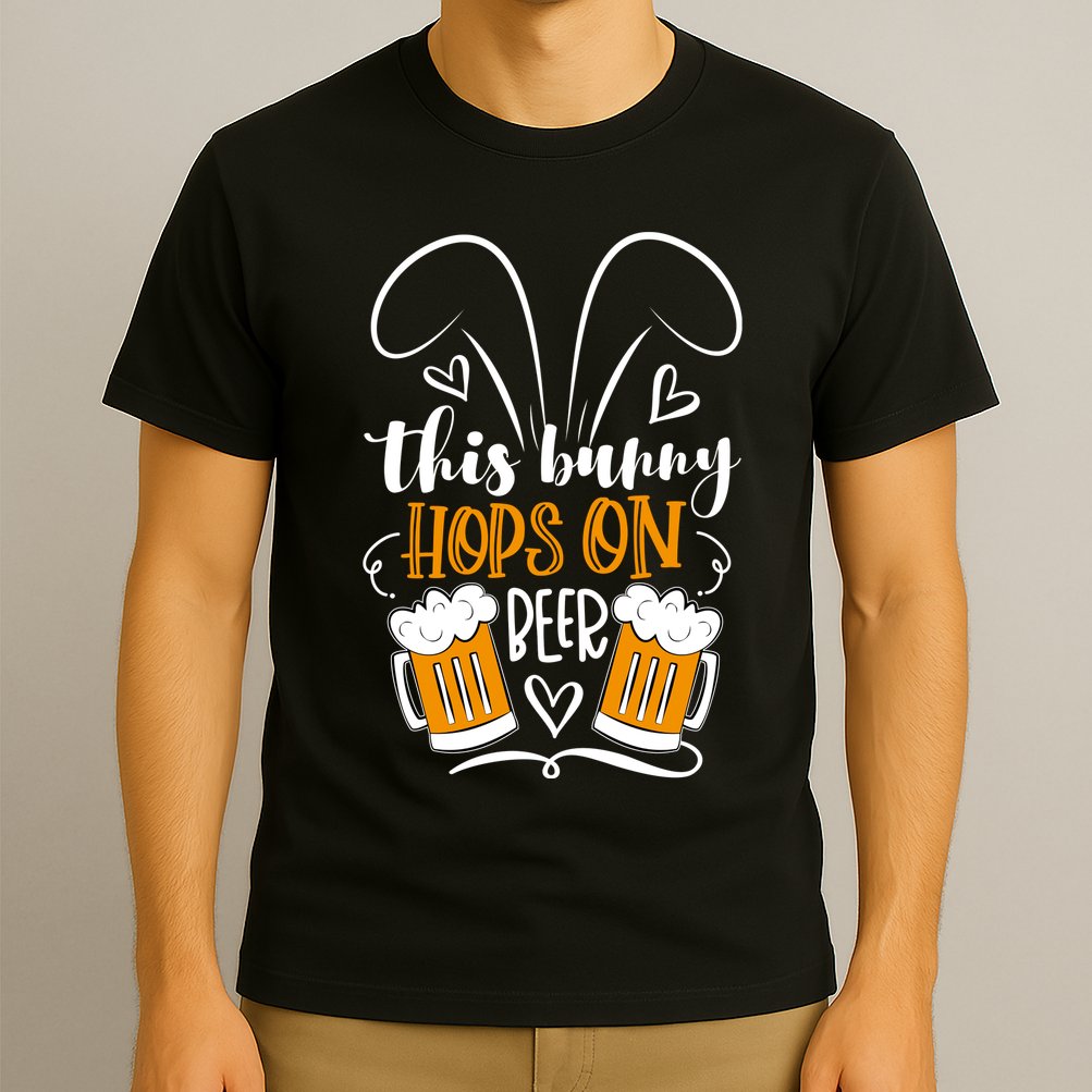 Funny Easter This Bunny Hops On Beer T-Shirt