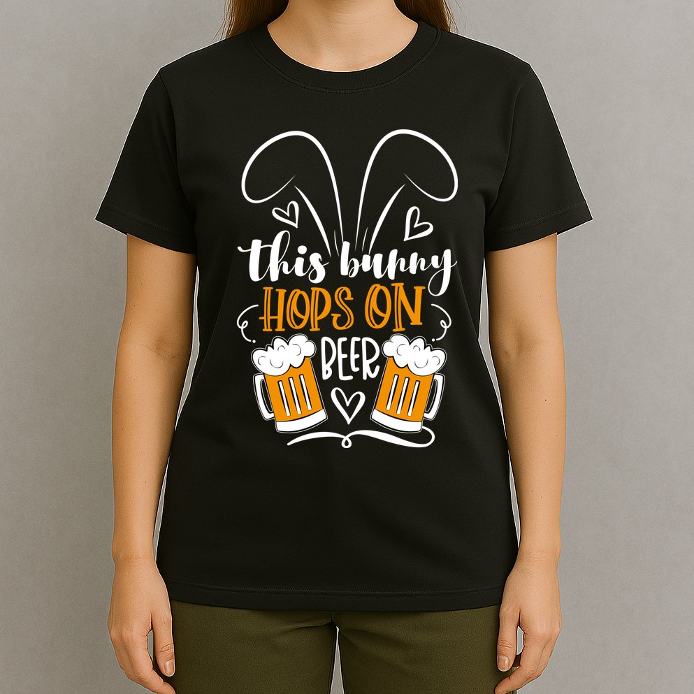 Funny Easter This Bunny Hops On Beer T-Shirt