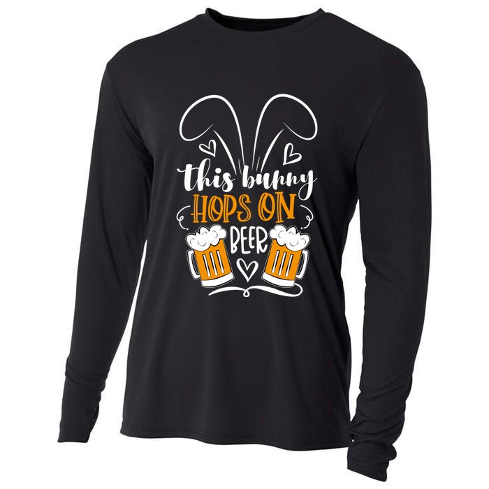 Funny Easter This Bunny Hops On Beer Cooling Performance Long Sleeve Crew