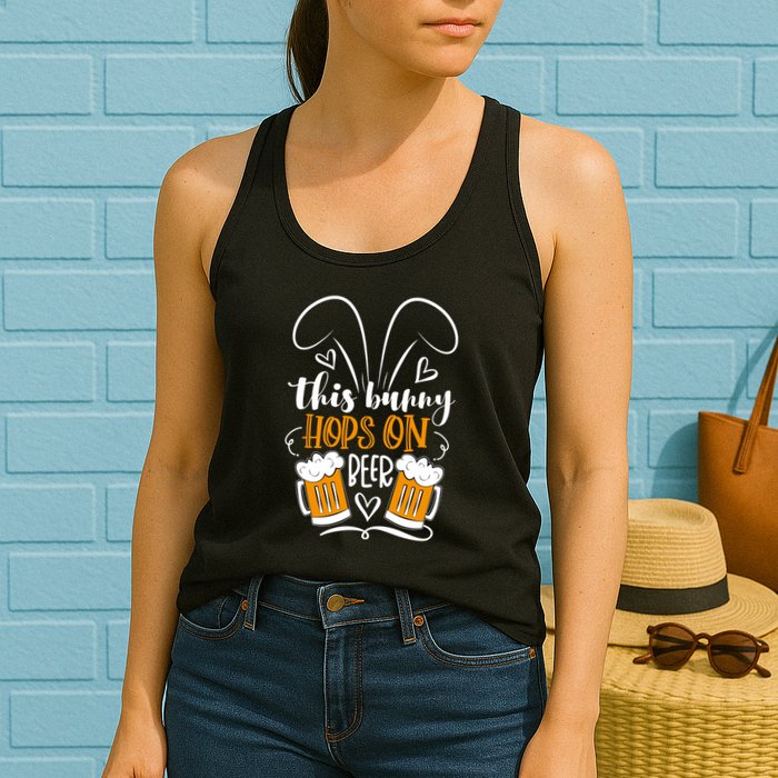 Funny Easter This Bunny Hops On Beer Womens Tank Top