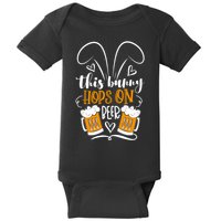Funny Easter This Bunny Hops On Beer Baby Bodysuit