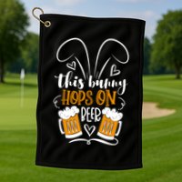 Funny Easter This Bunny Hops On Beer Golf Towel