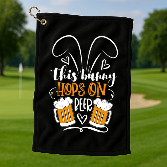 Funny Easter This Bunny Hops On Beer Golf Towel