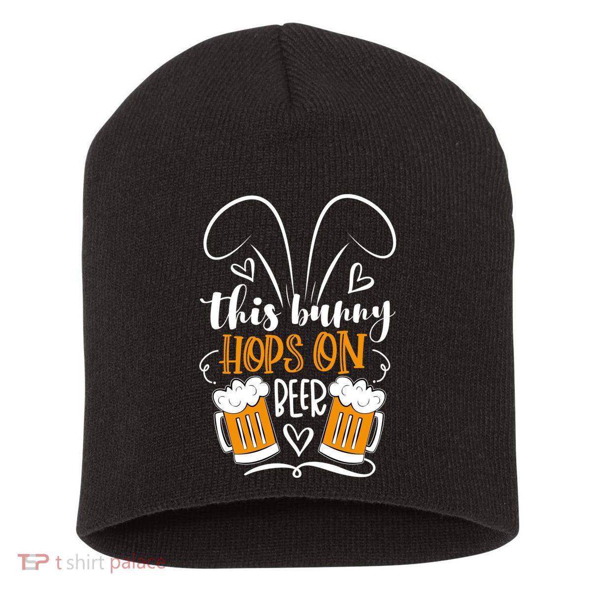 Funny Easter This Bunny Hops On Beer Short Acrylic Beanie