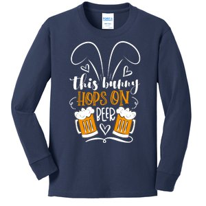 Funny Easter This Bunny Hops On Beer Kids Long Sleeve Shirt