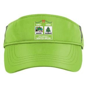 First Educate Then Celebrate Christmas Teacher Winter Break Adult Drive Performance Visor