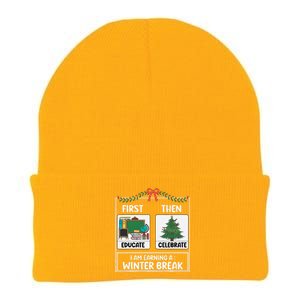 First Educate Then Celebrate Christmas Teacher Winter Break Knit Cap Winter Beanie