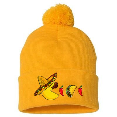 Funny Eating Tacos Cinco De Mayo Mexican Gamer Gaming Gifts Pom Pom 12in Knit Beanie