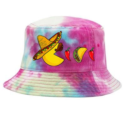 Funny Eating Tacos Cinco De Mayo Mexican Gamer Gaming Gifts Tie-Dyed Bucket Hat