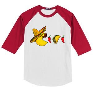 Funny Eating Tacos Cinco De Mayo Mexican Gamer Gaming Gifts Kids Colorblock Raglan Jersey