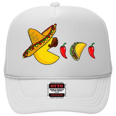 Funny Eating Tacos Cinco De Mayo Mexican Gamer Gaming Gifts High Crown Mesh Back Trucker Hat