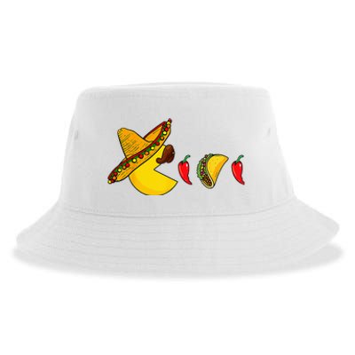 Funny Eating Tacos Cinco De Mayo Mexican Gamer Gaming Gifts Sustainable Bucket Hat