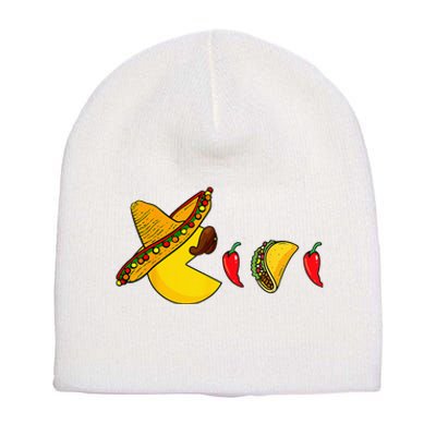 Funny Eating Tacos Cinco De Mayo Mexican Gamer Gaming Gifts Short Acrylic Beanie