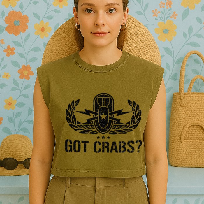 Funny Eod Tech Got Crabs Explosive Ordnance Disposal Garment-Dyed Women's Muscle Tee