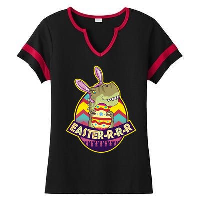 Funny EasterRRR TRex Dinosaur Ladies Halftime Notch Neck Tee