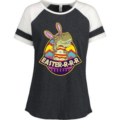 Funny EasterRRR TRex Dinosaur Enza Ladies Jersey Colorblock Tee