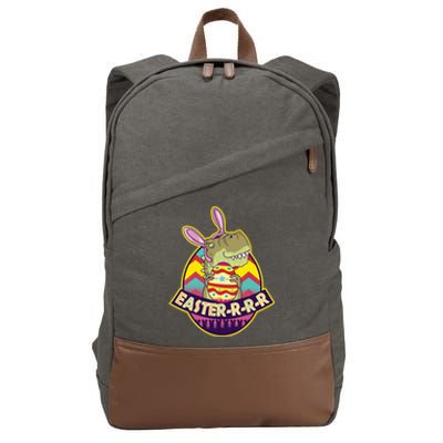 Funny EasterRRR TRex Dinosaur Cotton Canvas Backpack