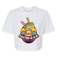 Funny EasterRRR TRex Dinosaur Bella+Canvas Jersey Crop Tee