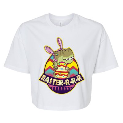 Funny EasterRRR TRex Dinosaur Bella+Canvas Jersey Crop Tee