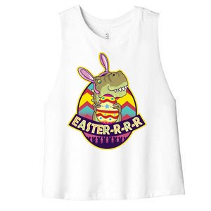 Funny EasterRRR TRex Dinosaur Women's Racerback Cropped Tank