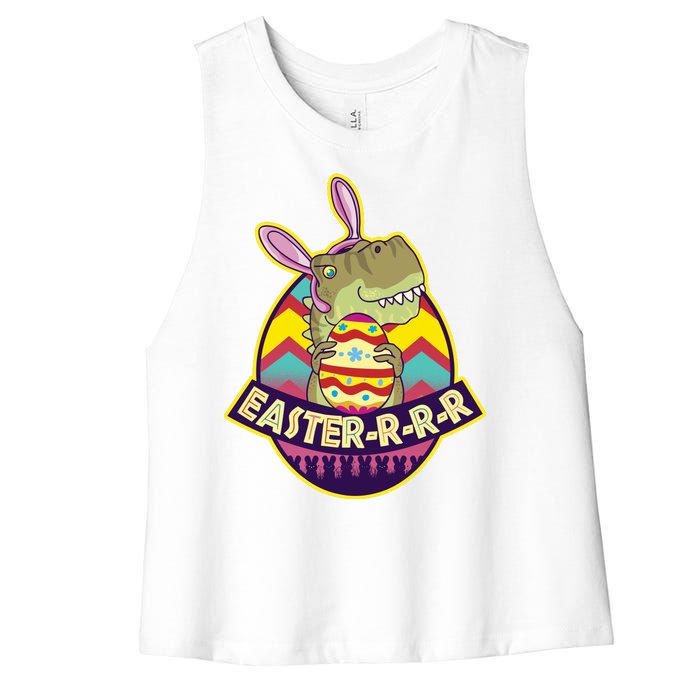 Funny EasterRRR TRex Dinosaur Women's Racerback Cropped Tank