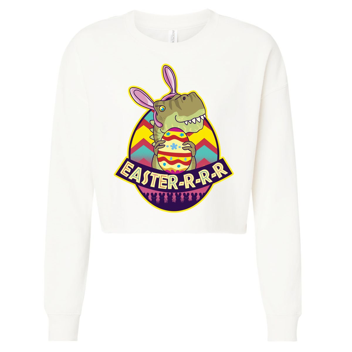 Funny EasterRRR TRex Dinosaur Cropped Pullover Crew