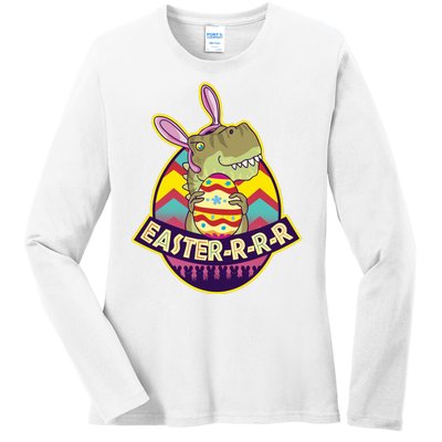 Funny EasterRRR TRex Dinosaur Ladies Long Sleeve Shirt