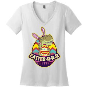 Funny EasterRRR TRex Dinosaur Women's V-Neck T-Shirt