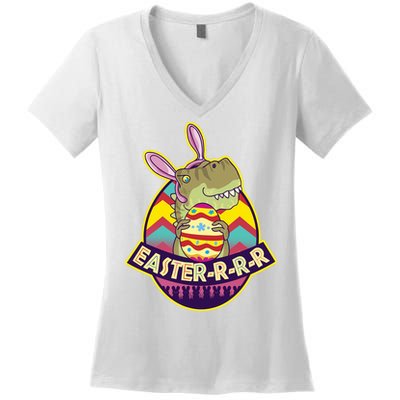 Funny EasterRRR TRex Dinosaur Women's V-Neck T-Shirt
