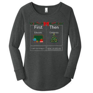 First Educate Then Celebrate Winter Break Christmas Teacher Women's Perfect Tri Tunic Long Sleeve Shirt