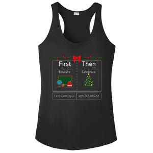 First Educate Then Celebrate Winter Break Christmas Teacher Ladies PosiCharge Competitor Racerback Tank