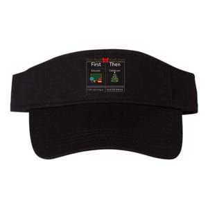 First Educate Then Celebrate Winter Break Christmas Teacher Valucap Bio-Washed Visor