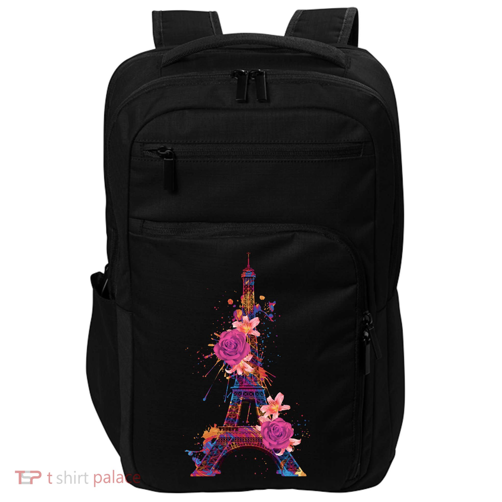 Floral Eiffel Tower Paris Impact Tech Backpack