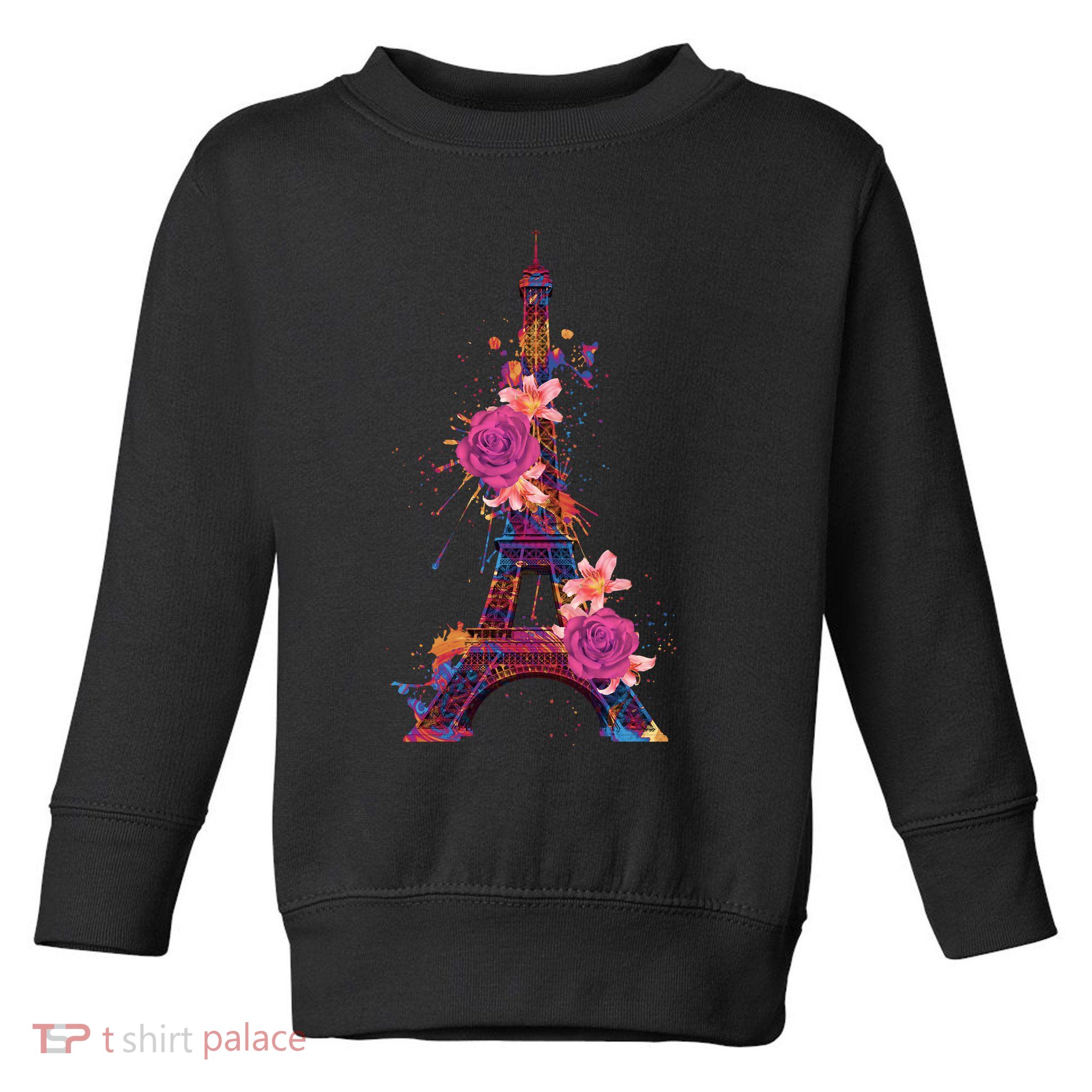 Floral Eiffel Tower Paris Toddler Sweatshirt
