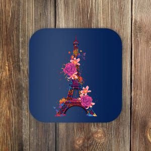 Floral Eiffel Tower Paris Coaster