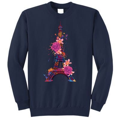 Floral Eiffel Tower Paris Tall Sweatshirt