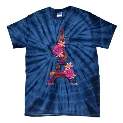 Floral Eiffel Tower Paris Tie-Dye T-Shirt