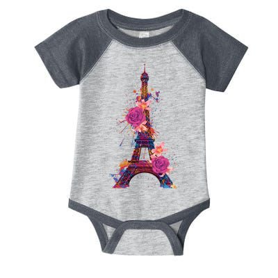 Floral Eiffel Tower Paris Infant Baby Jersey Bodysuit