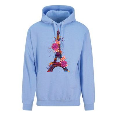 Floral Eiffel Tower Paris Unisex Surf Hoodie