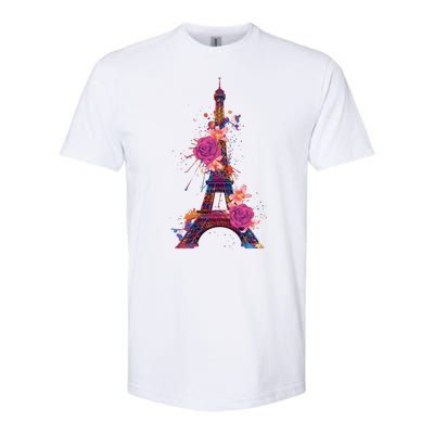 Floral Eiffel Tower Paris Softstyle CVC T-Shirt