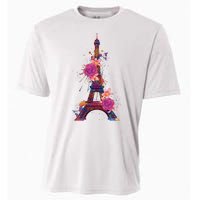 Floral Eiffel Tower Paris Cooling Performance Crew T-Shirt