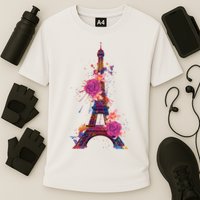 Floral Eiffel Tower Paris Cooling Performance Crew T-Shirt