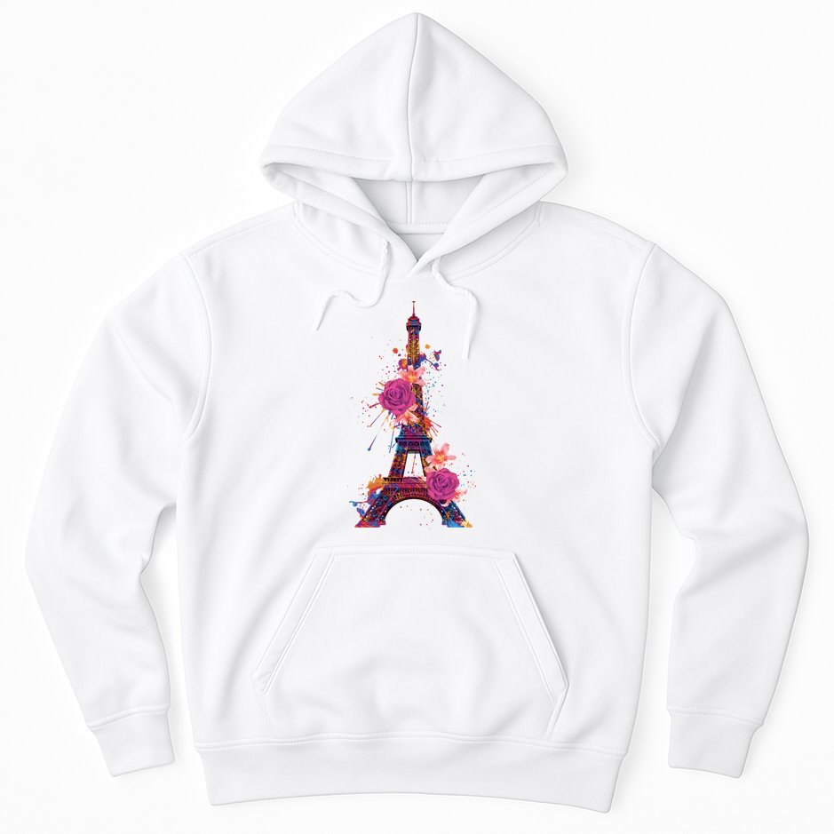 Floral Eiffel Tower Paris Hoodie