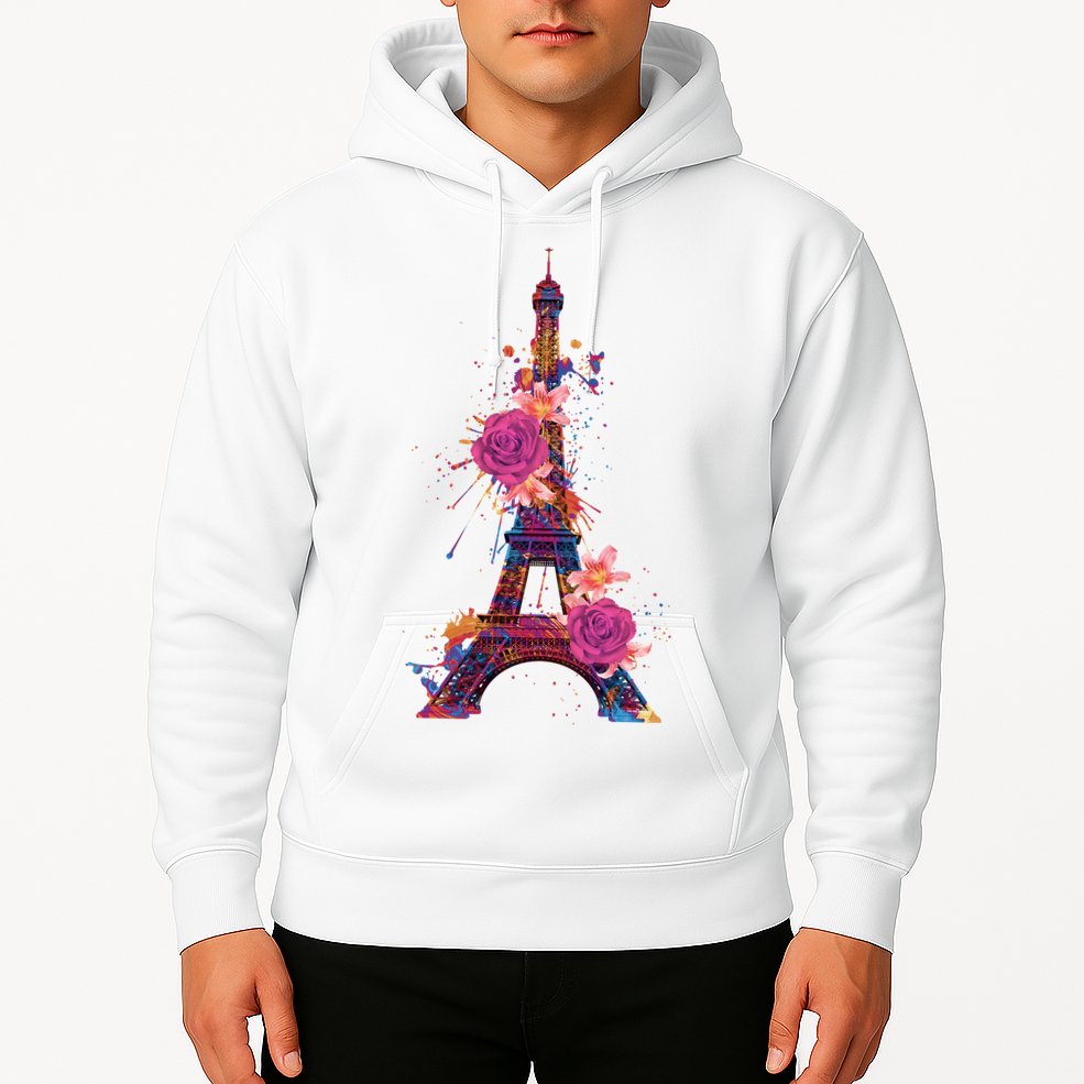 Floral Eiffel Tower Paris Hoodie
