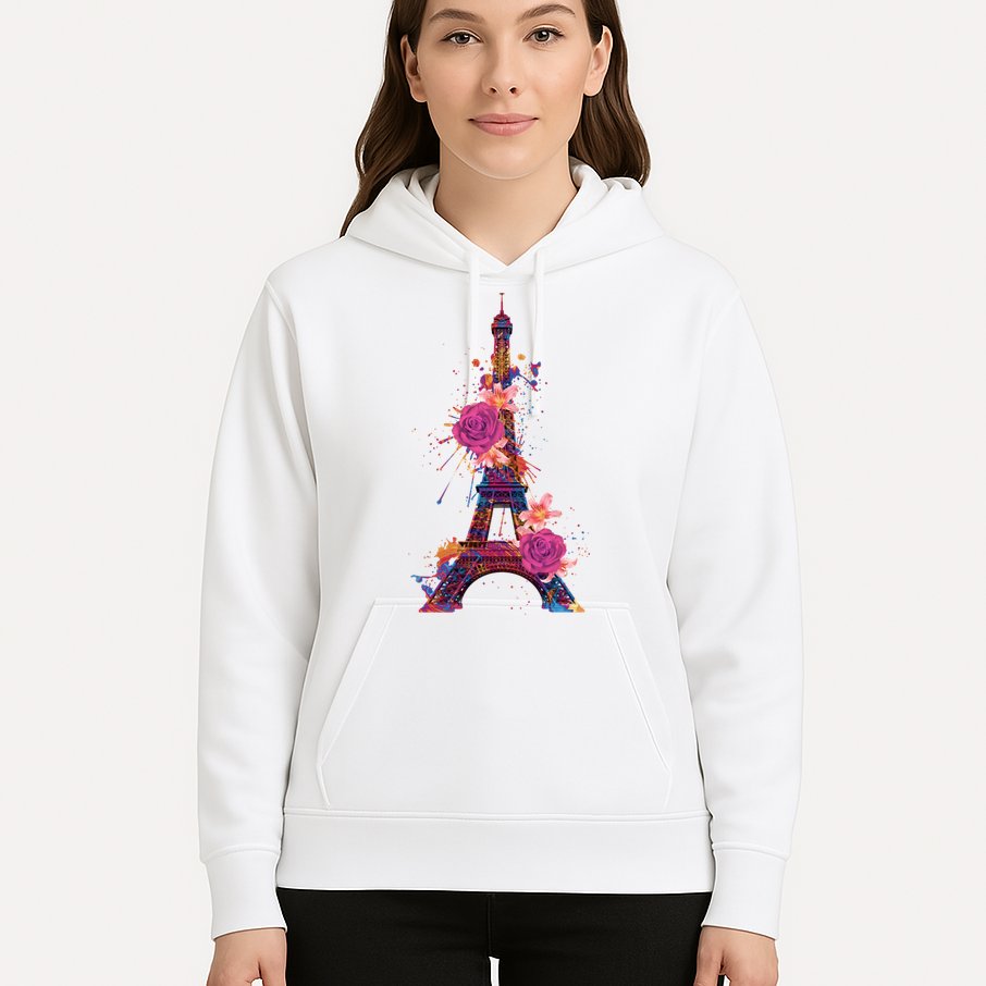 Floral Eiffel Tower Paris Hoodie